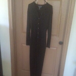 Black Button-Up Long Sleeve Dress